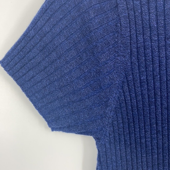 Zara Knit Women's Blue Ribbed Knit Short-Sleeve Crew Neck Dress size Medium - Picture 3 of 7